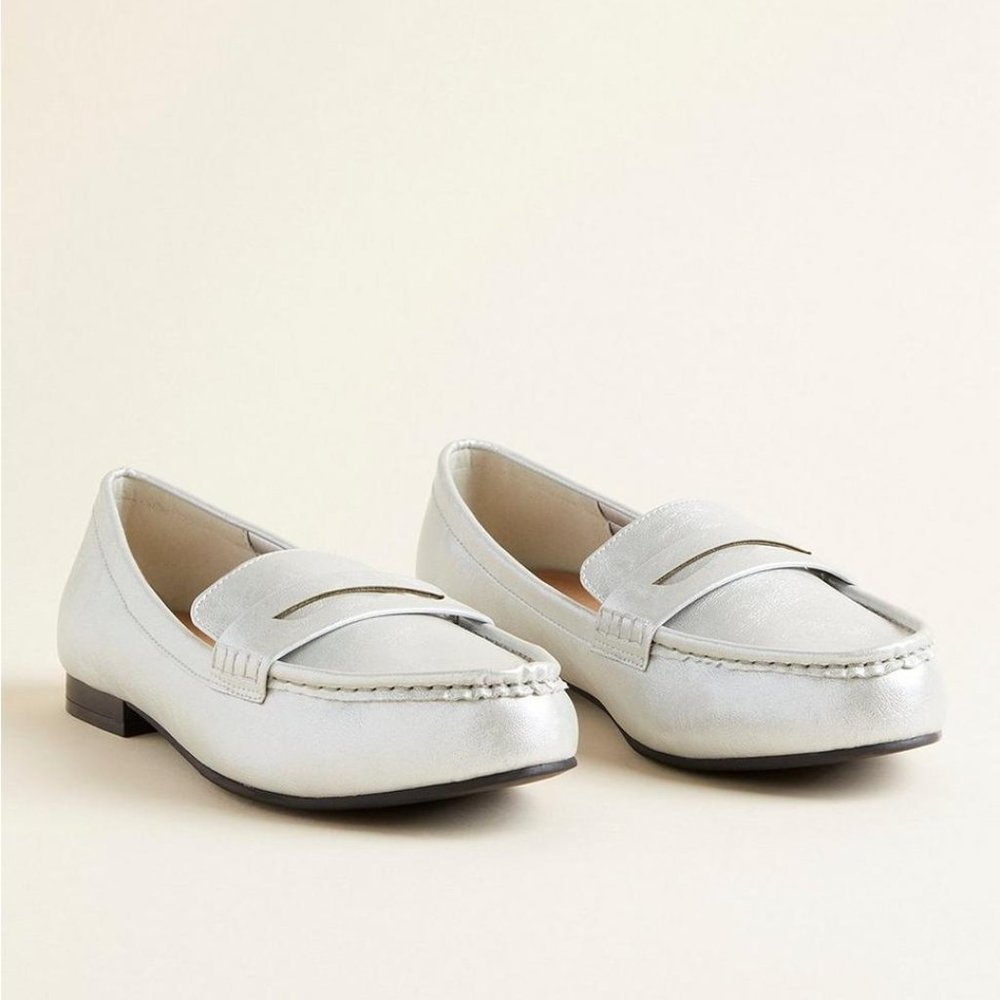 Torrid Silver Faux Leather Loafer  Size 6 (WW)